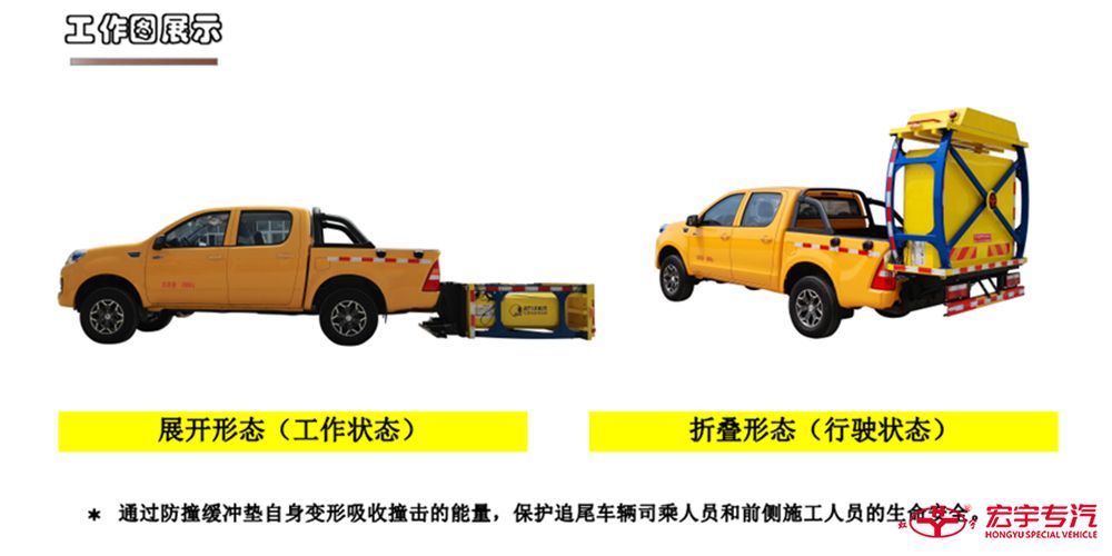 皮卡防撞缓冲车工作和行驶状态